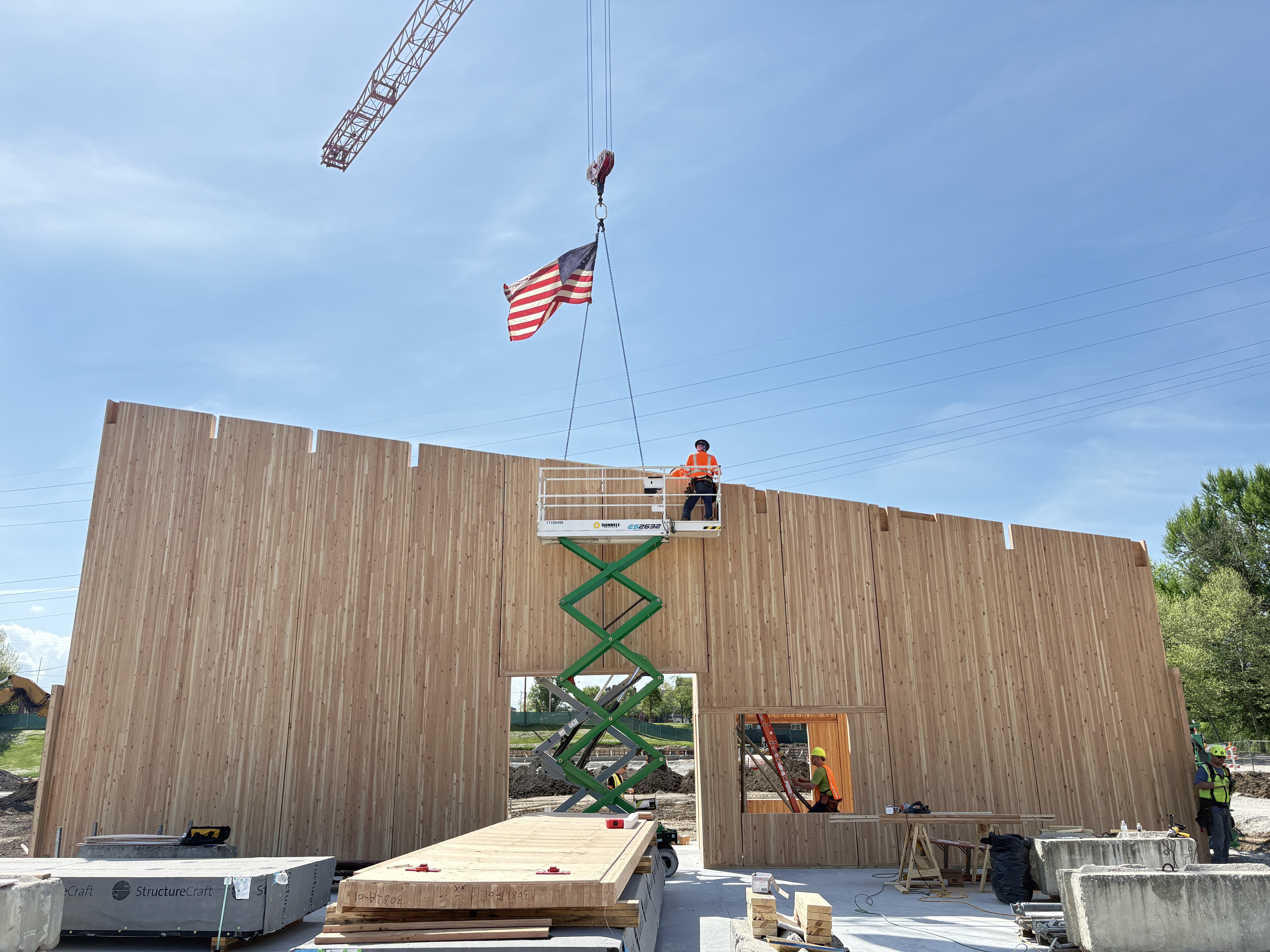 Precision steel-to-timber connection detail installation